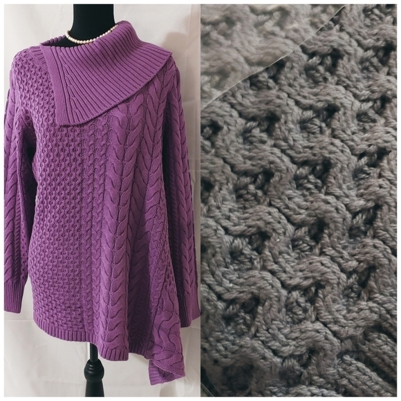 NEW OSO Casuals Womens GRAY Mixed Stitch Sweater Top Crowl Neck sz 1X GRAY - Picture 1 of 8